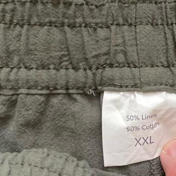 Green Wide Leg Pants with Elastic Waistband - Picture 5 of 8